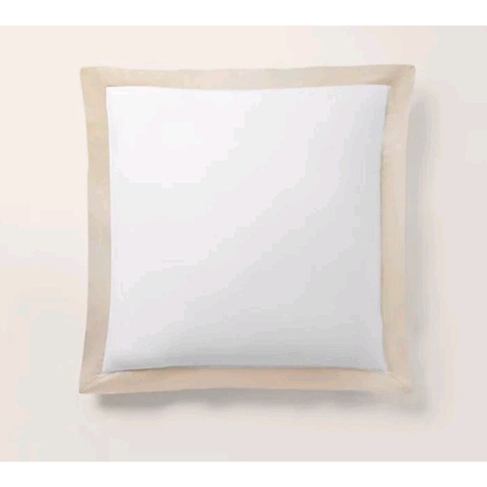 NEW RALPH LAUREN Organic Cotton Sateen Border Euro Sham Coastal Sand 624 TC